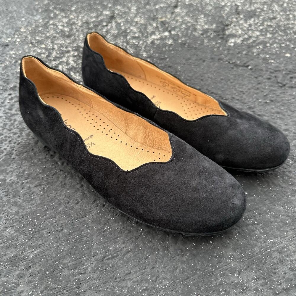 Gabor Black Low Heel Leather Shoes Easy Walking Comfort Size 5.5 Almond Toe 126